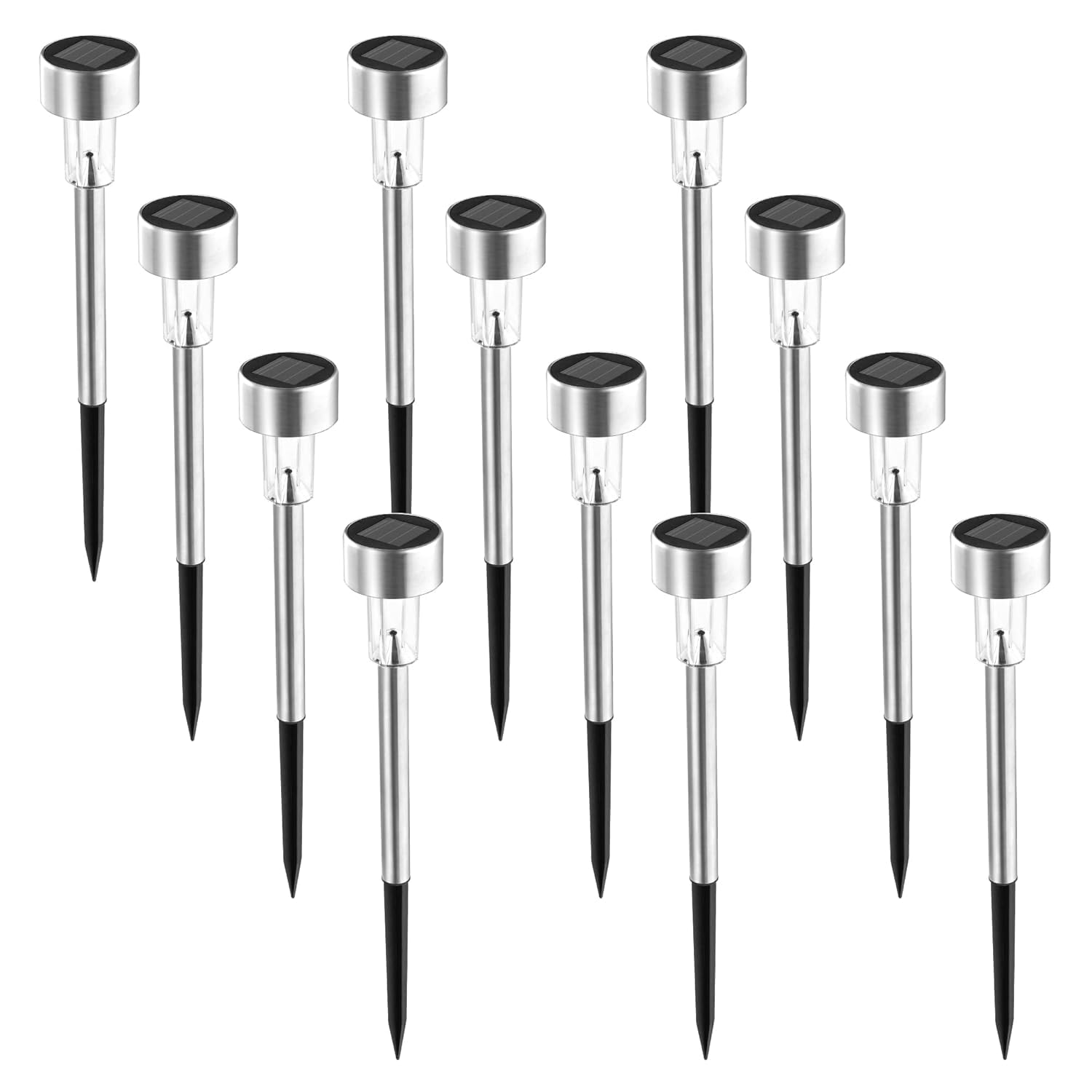 Pack of 10 Solar Landscape Lights Outdoor Waterproof, Stainless Steel LED Solar Garden Path Lights, Automatic Dusk to Dawn Solar Stake Lights for Walkway, Lawn, Patio, Driveway & Yard-image-24