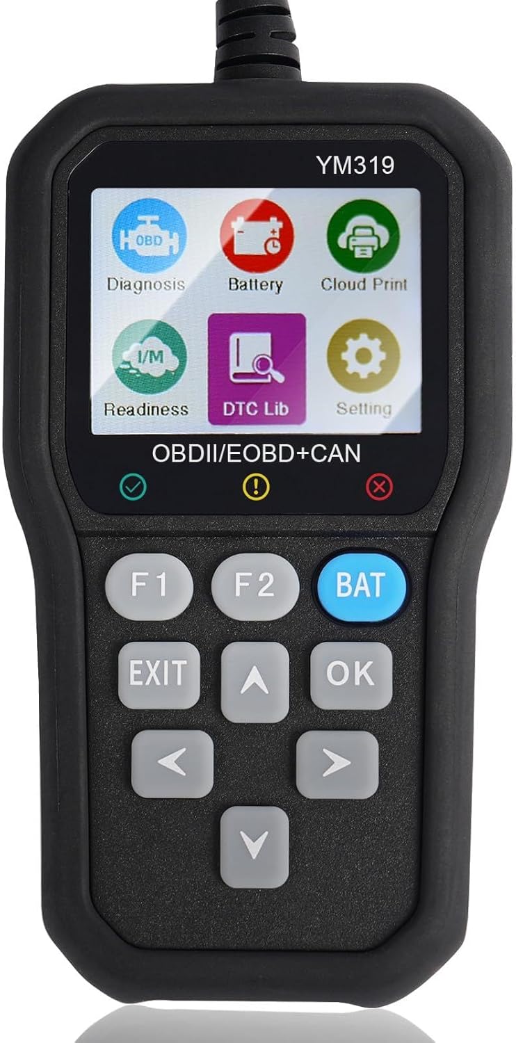 FX319 OBD2 Scanner OBD2 Code Reader, Car Diagnostic Tool with 12V Battery Tester, Turn Off Check Engine Light, Live Data, Cloud Printing for 1996+ OBDII Cars