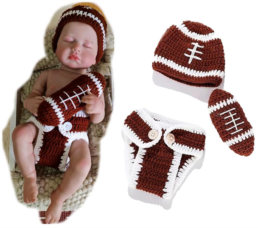 Image of KLEYAO Newborn Photography Props/Ball cosplay knitted baby photography costume for Girls and Boys (0-3Months)