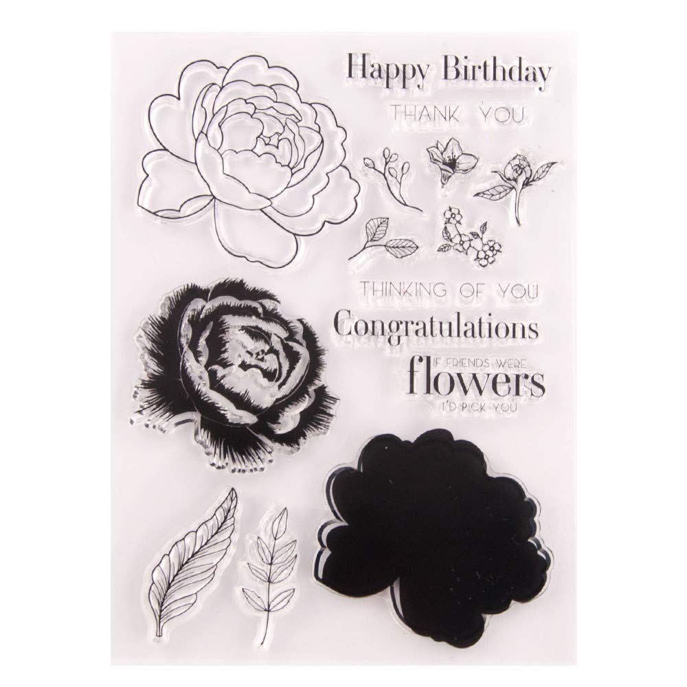 Arriettycraft Type 7 Layered Rose Flowers Leaves Diy Floral Clear Stamps For Card Making Decoration And Diy Scrapbooking