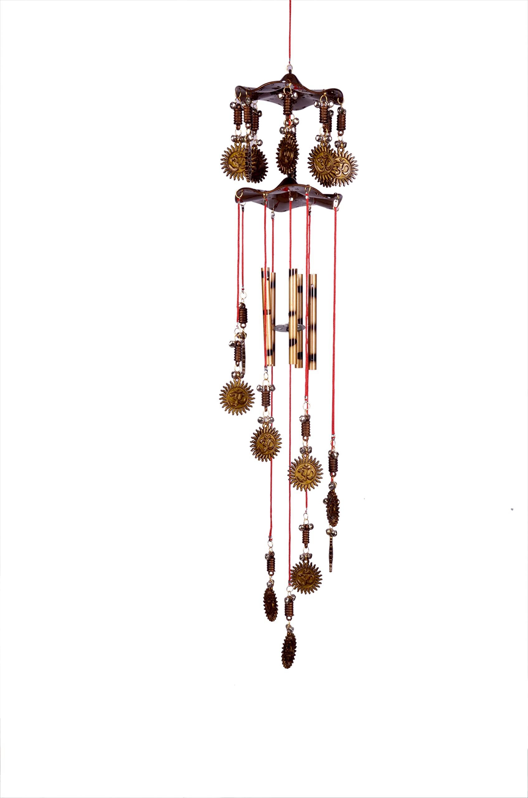 Lucky Surya Om Wind Chimes for Home Decor,Positivity,Living Room,Bedroom,Balcony,Outside,Garden,Wall Hanging Sound Bells,Gift,Dream Catcher,Vastu,Feng Shui with Antique Metalic Gold Color (Pack of 1)-image-42