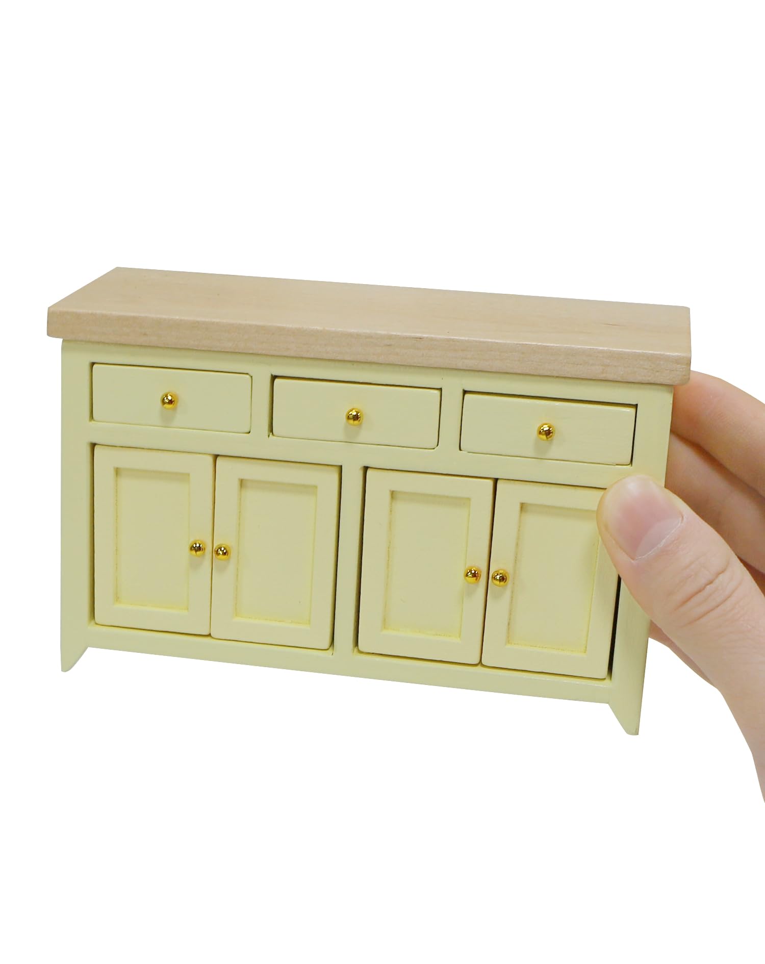 Dollhouse Furniture Miniature Cabinet for 1:12 Scale Accessories Wooden Dollhouse Kitchen Furniture Mini House Modern Décor Storage Cabinet with Drawers Classic Cupboard for Living Room Bedroom