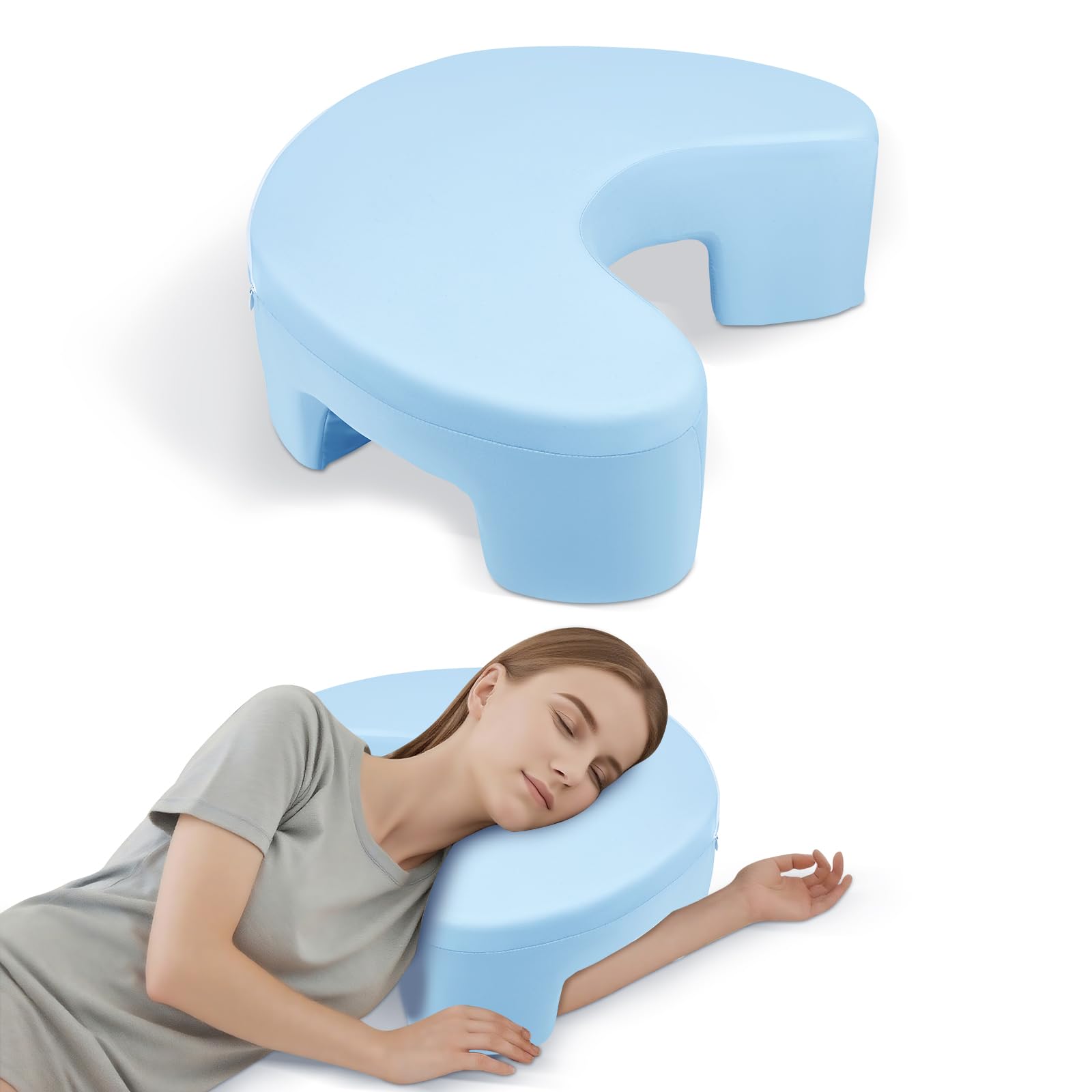 Cojín Lateral para aliviar el Dolor de Hombro, Almohada Anti Ronquidos y Apnea del Sueño, Almohada para Dormir de Lado con 4 Agujeros para Brazos, Almohada Ergonómica para Cervical y Hombros