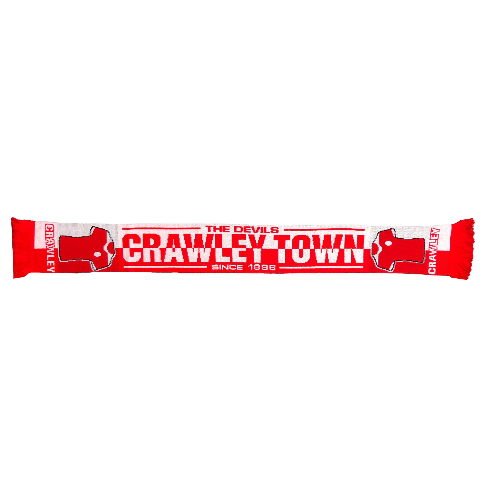 Beyond Happy Multicolour Crawley Town Scarf – The Red Devils – 145Cm Football Souvenir – 100% Acrylic Supporter Scarf