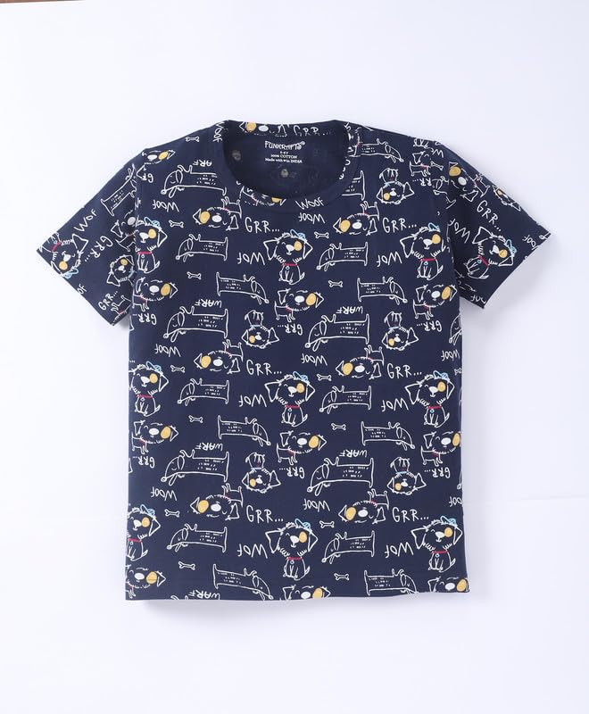 Image of Kids Premium Cotton T-Shirt & Shorts Set for Boys - Half Sleeves Printed Summer Co-Ord Set with Pockets, Soft & Comfortable Casual Wear Outfit