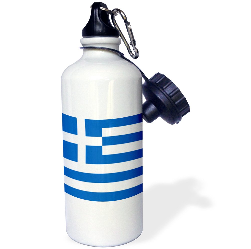 3dRose Flag of Greece-Greek sky blue white stripes with cross Mediterranean Europe world country souvenir-Sports Water Bottle, 21oz (wb_158320_1), Aluminum, 21 Ounce