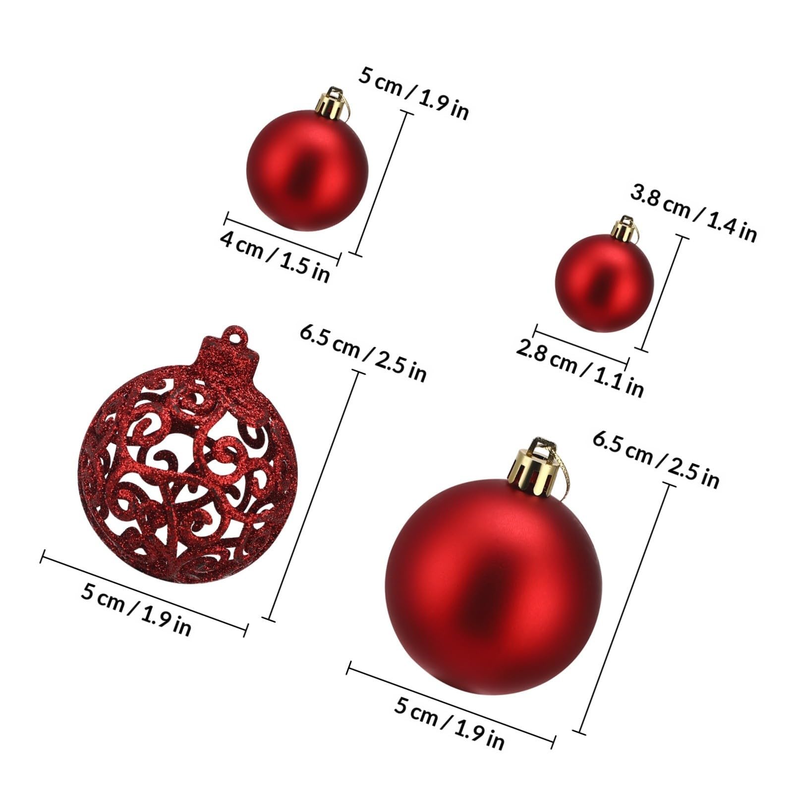 SEWACC 100 Unidades Bolas de Navidad Huecas de Plástico Rojo, para Árbol