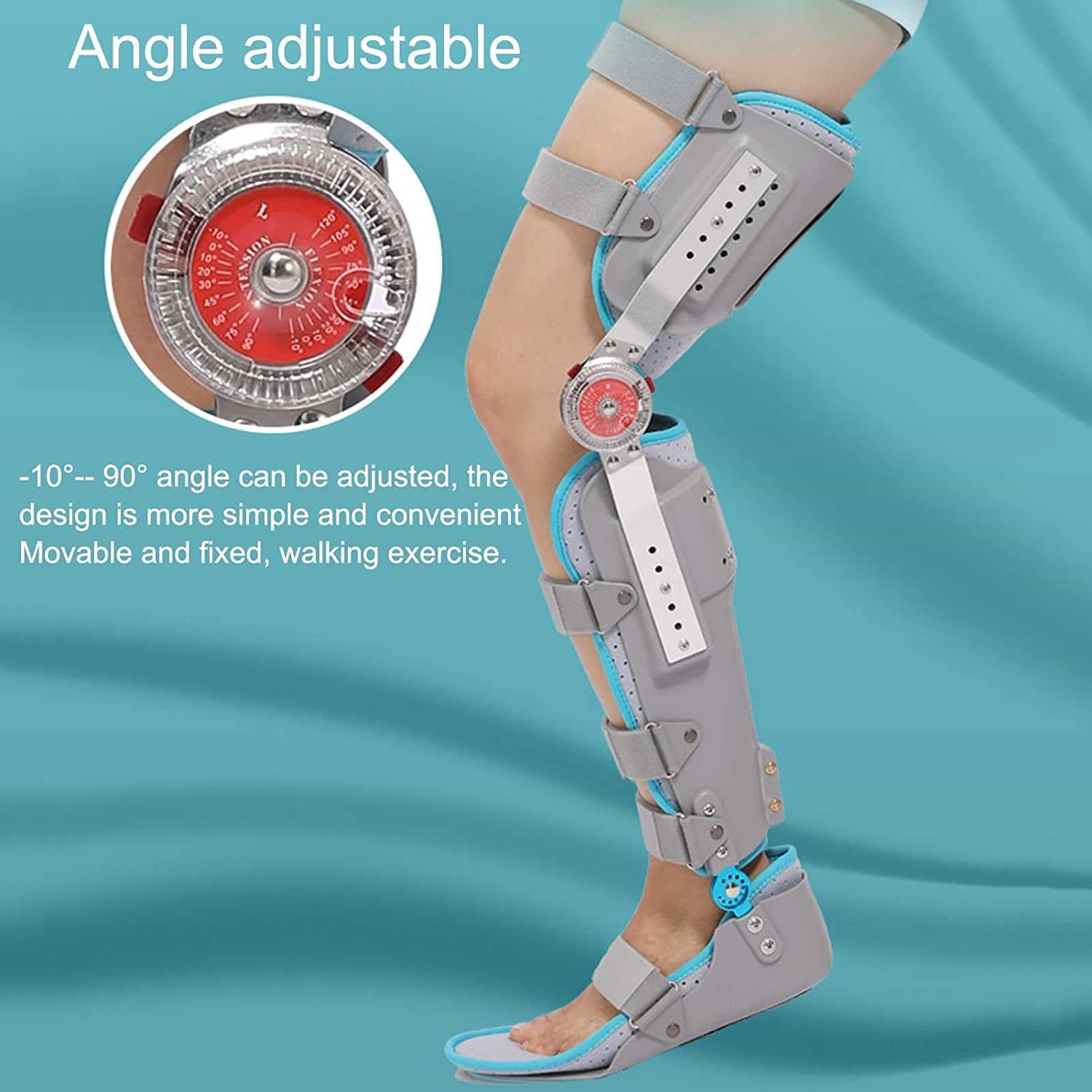 Opaska na kolana na zawiasach, regulowana orteza stawu kolanowego, ortopedyczna ochrona immobilizera, stabilizator pełnej nogi, szyna ortezy kolana (Hger SS)