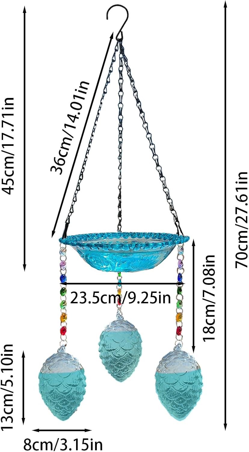 Humming Bird Feeder Hook, Glass Water Bowl and Nectar Station, Humming Water Fountain for Outdoors, for Yard Pathway Patio, for Bird Lovers Gardeners Decorative Feeder for Porch Deck