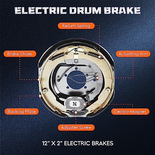Youxmoto 8 on 6.5 Trailer Drum Kit 12 x 2 inch, 8 Hole, 6.5" Bolt Circle, Trailer Electric Brake Drum Assembly for 7,000 lbs. Axle by Youxmoto - Image 2