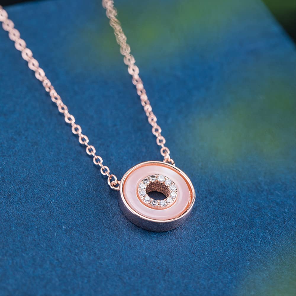 YZYSHHX Colgante y Collar Redondo Ahuecado para Mujer, joyería geométrica con Temperamento de Concha con Incrustaciones, Hecha en China