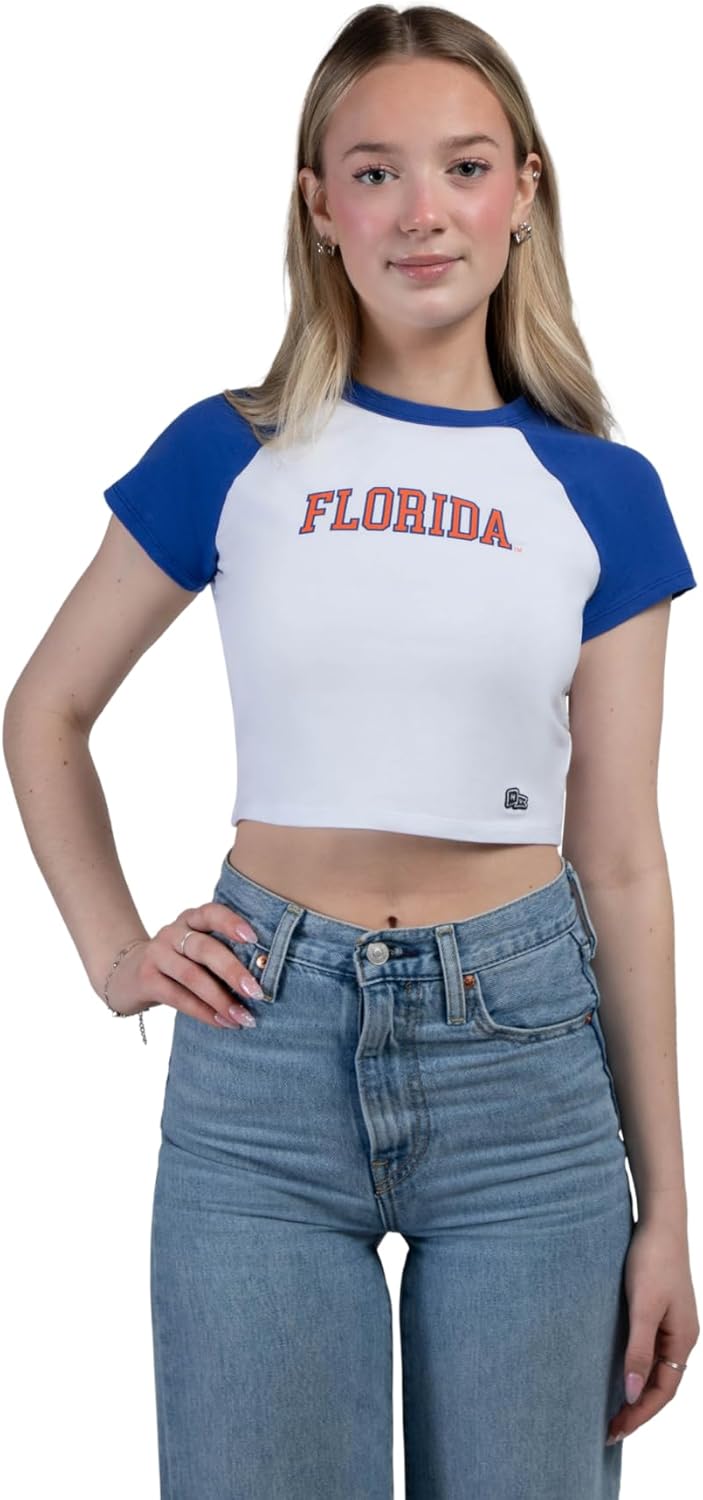 Hype & Vice Homerun Tee for Women (Small) – University of Florida Tank Top for Women, Crop T-Shirt, College Shirts for Game Days – Royal