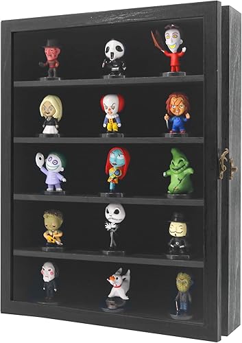 Vitrina de 11 x 14 pulgadas con estantes ajustables, color negro, caja de sombra de memoria de 4 niveles para pared, estante profundo de madera para