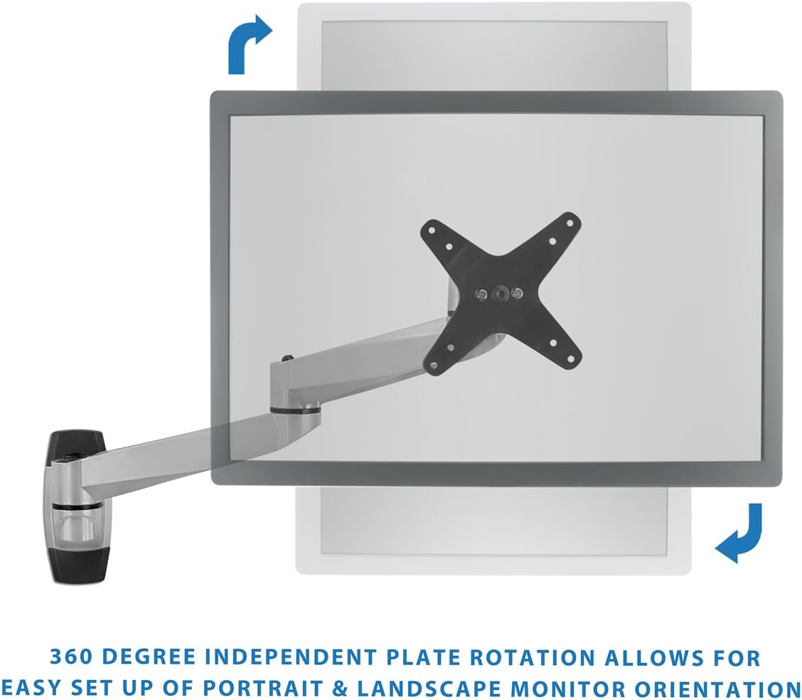 Mount-It! MI-33114 Single Articulating, Full Motion, Tilting, Wall Mount for 13, 17, 19, 20, 22, 23, 24, 27, and 30 Inches, Samsung, Sony, Asus, Dell, LG, Sharp, Insignia, ViewSonic, LED, LCD, Computer Monitors Displays, VESA 75x75 and 100x100