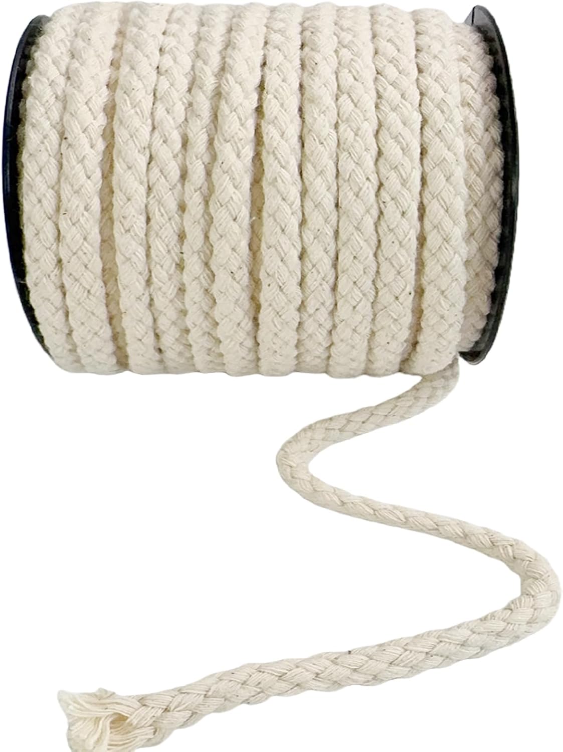 Macrame Cord 20 Yards, 8mm Natural Soft Cotton Rope for Sweatpants Bags, Sewing, Wall Hanging, DIY Crafts (Cotton, 8mm)