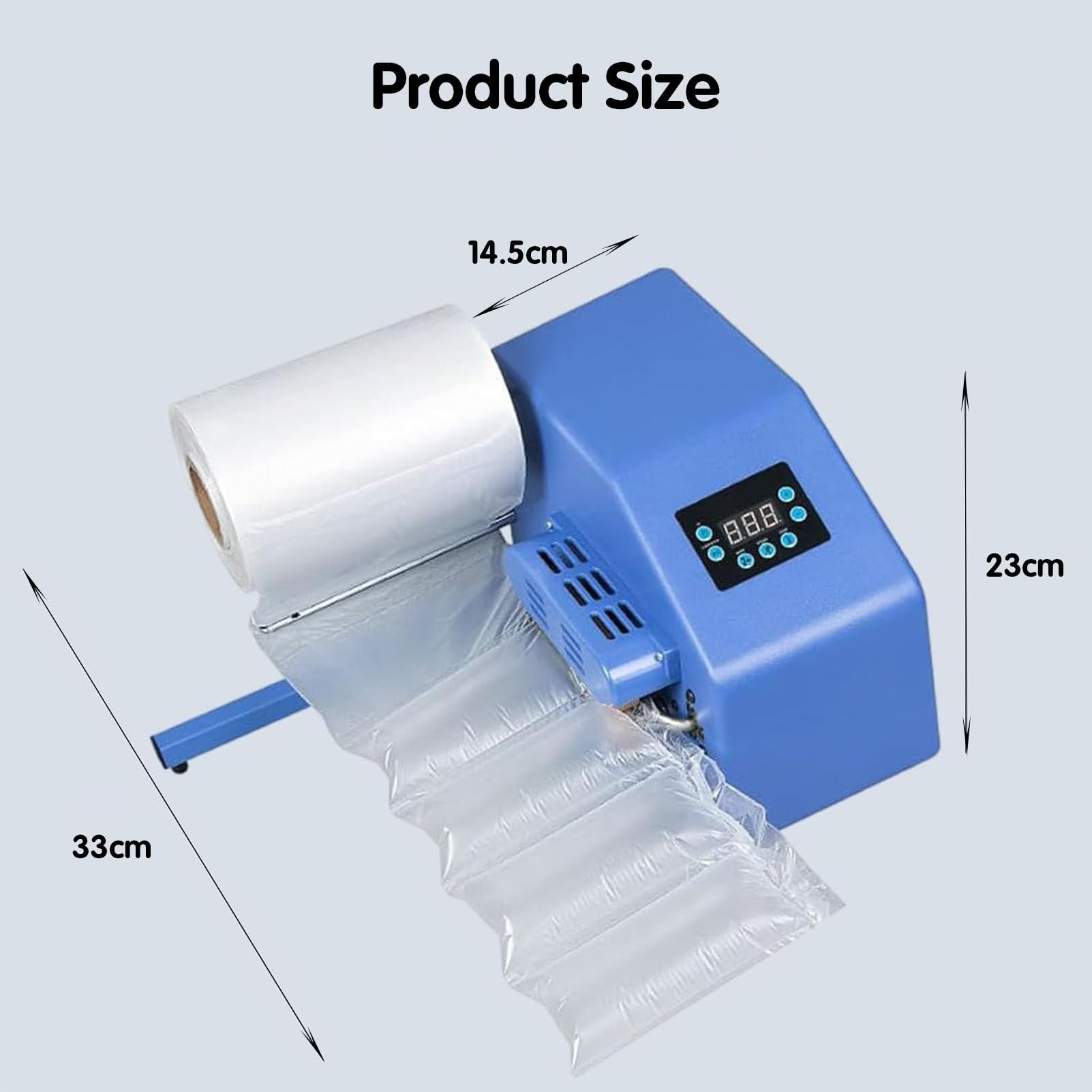 Máquina de embalaje de cojín de aire, equipo de embalaje inflable automático de 12 m/min para varios anchos de película, solución portátil y eficiente para embalaje industrial