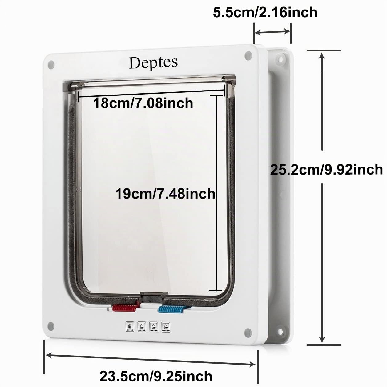Depets Porta per gatti di grandi dimensioni (esterno 25 x 234 cm) chiusura a 4 vie per interni ed esterni resiste alle intemperie per animali con circonferenza <584 cm per finestre e pareti