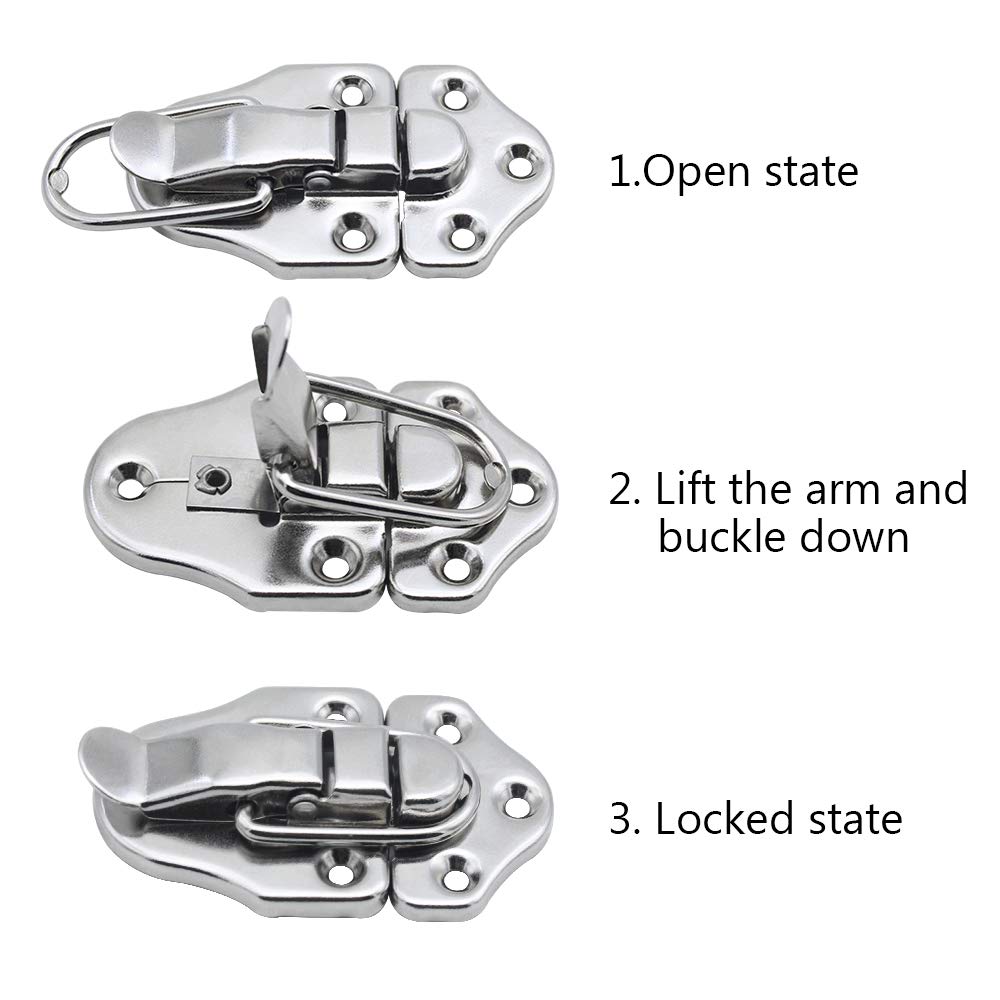 8 pezzi Toggle Latch Chiusura Chiusure a Leva Serratura per cassetta degli attrezzi cosmetici della cassetta degli attrezzi medici - Argento