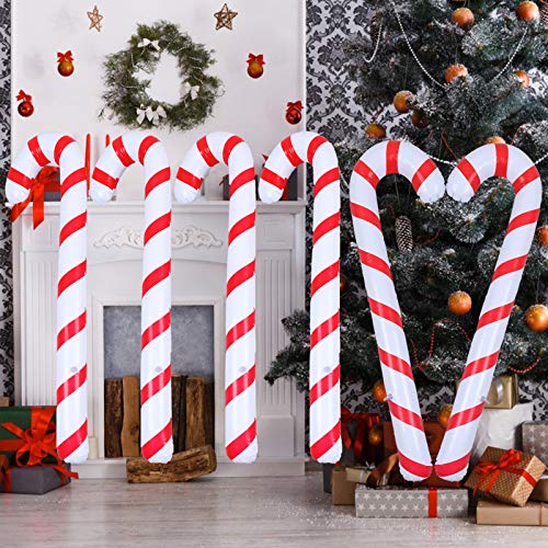 Olgaa 6 piezas inflables de Navidad bastones de caramelo bastones de caramelo con inflador al aire libre bastones de caramelo decoración para decoración de Navidad suministros de manualidades