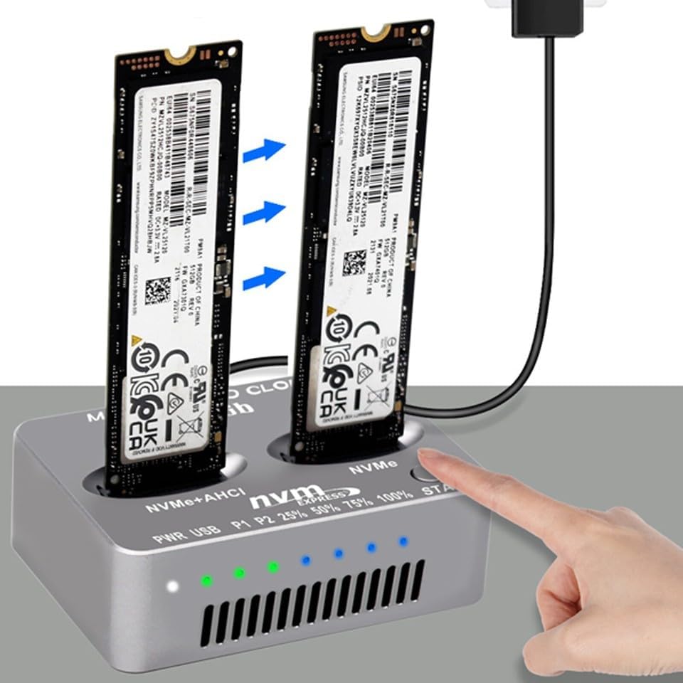 High Speed USB3.2 Gen2 Type C Dual Ports M.2 NVME SSD Clone Docking Station