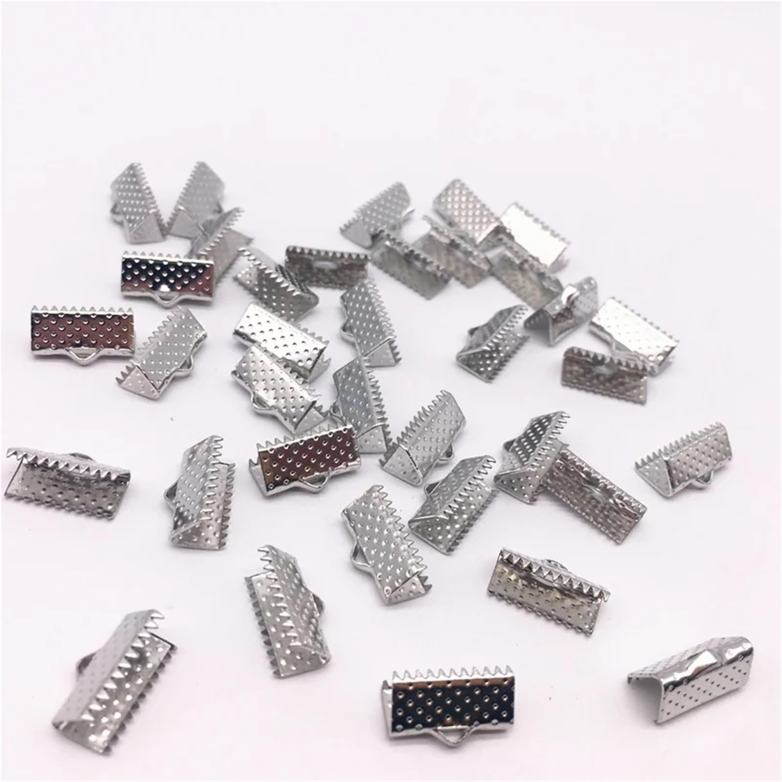 Koraliki zaciskane 500 sztuk 10mm metalowe zaciskane końcówki składane zatrzaski zaciski końcowe przewodu KC złoto/matowe srebro/brąz/srebro/czarne platerowane DIY tworzenia biżuterii(04 silver)