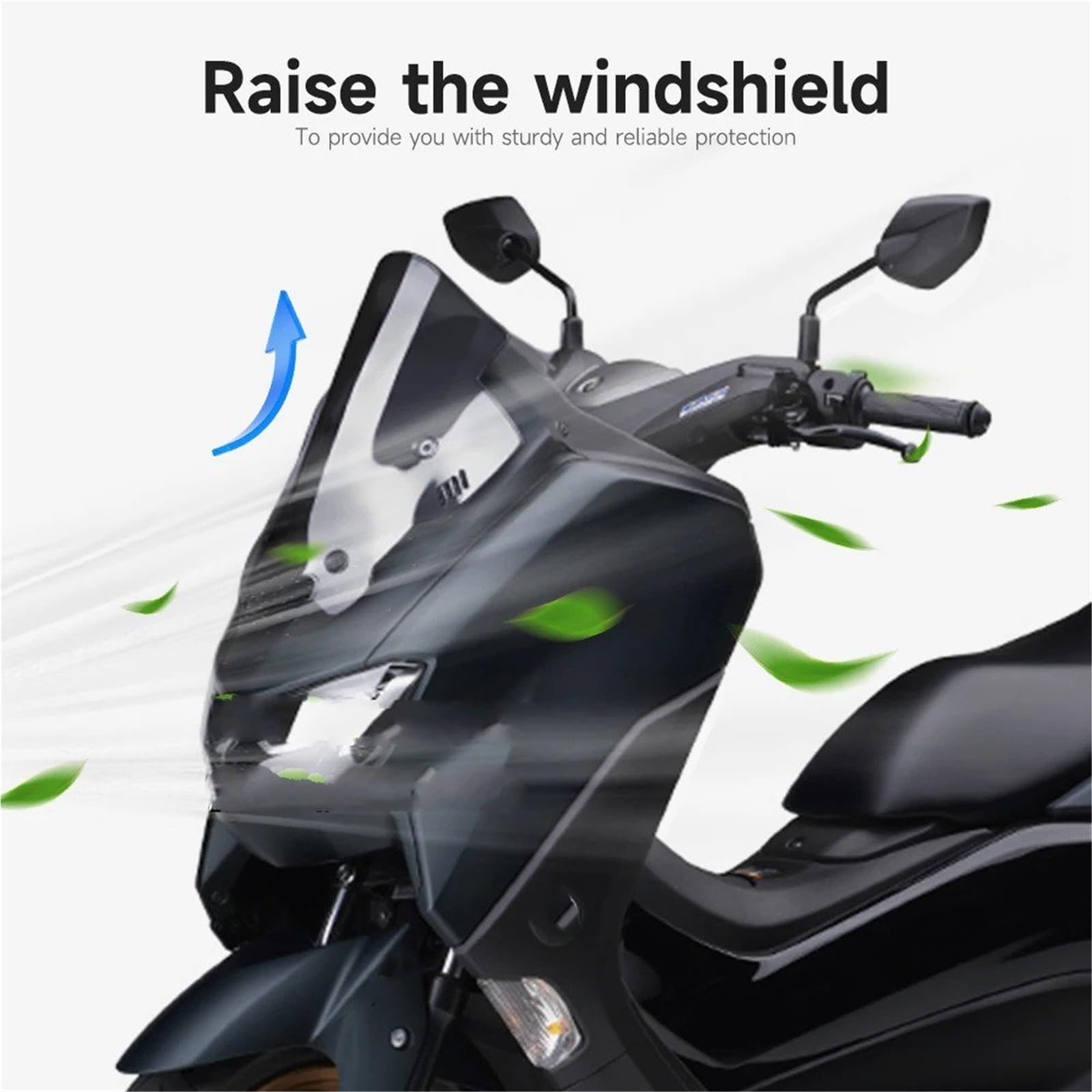 Parabrisas Cúpula Windshield para Nmax155 para N-MAX 155 N-max155 2020-2024 Parabrisas Delantero De Motocicleta Protector Pantalla Viento Deflector(Black)