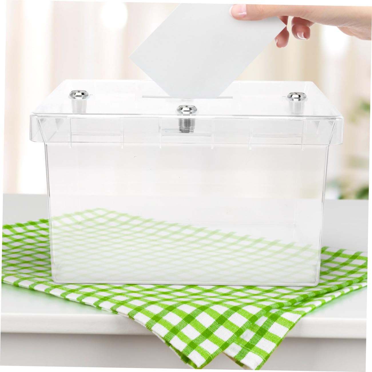 Wedding Shoes Hiding Box with 4 Secure Locks and Holes Acrylic Wedding Card Box for Reception and Bridal Door Game