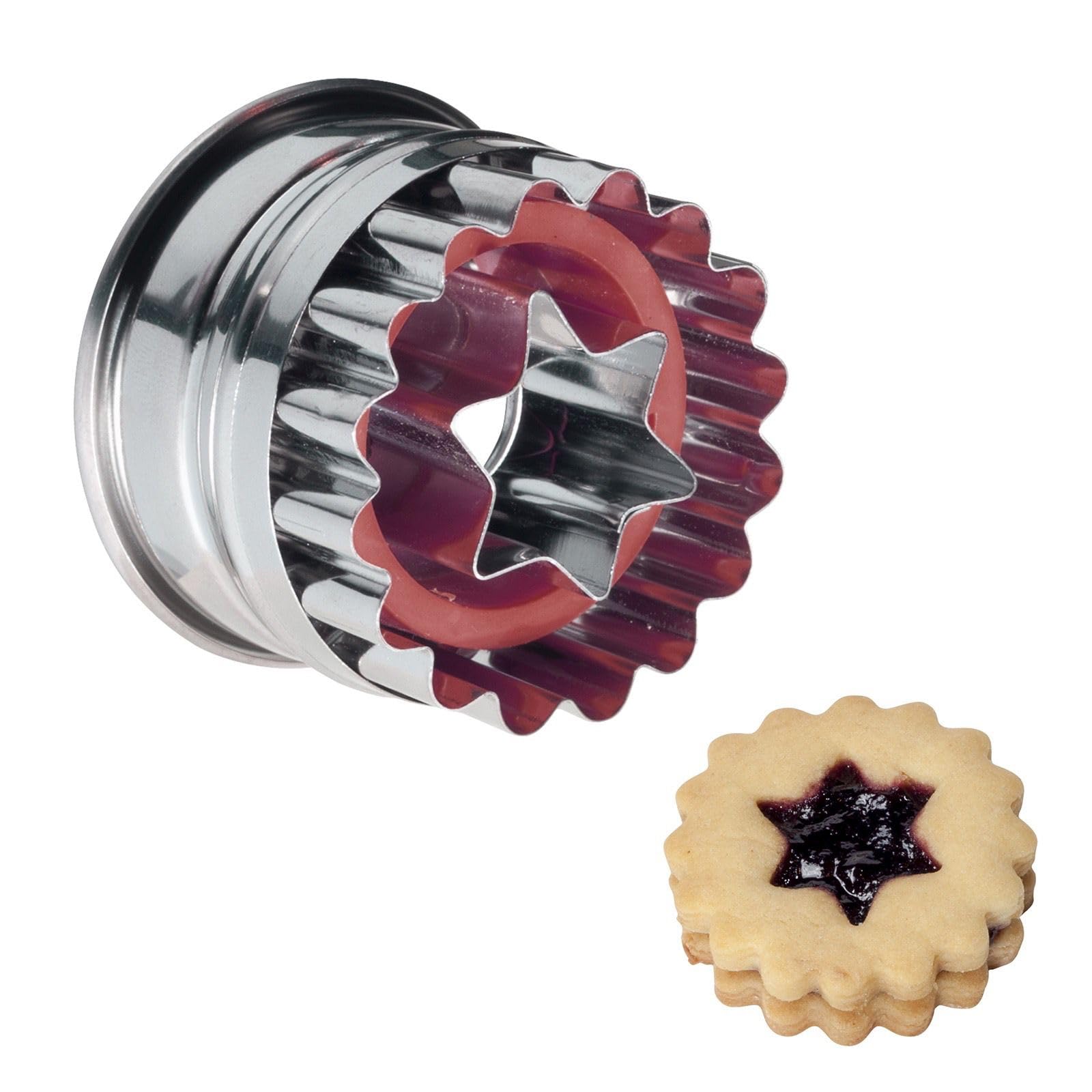 Westmark Linzer Koekjessnijder Ster Met Uitwerper - Roestvrij Staal Kerstbakvorm