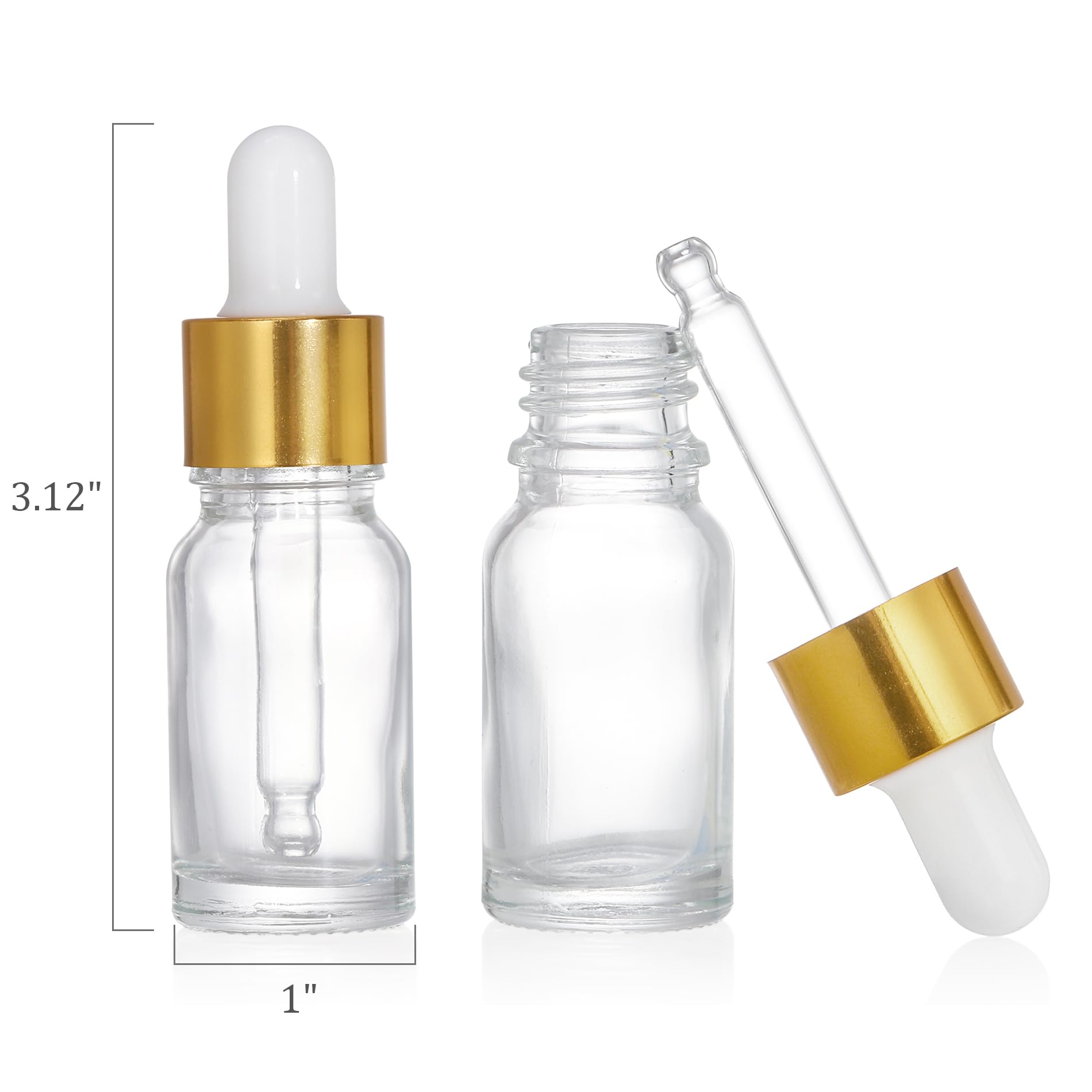 Kingrol Transparente Glas-Tropfflaschen, Tinkturflaschen, leere Flaschen mit Pipette für ätherische Öle, Parfums, Aromatherapie, Chemielabor, Chemikalien, 40 Stück