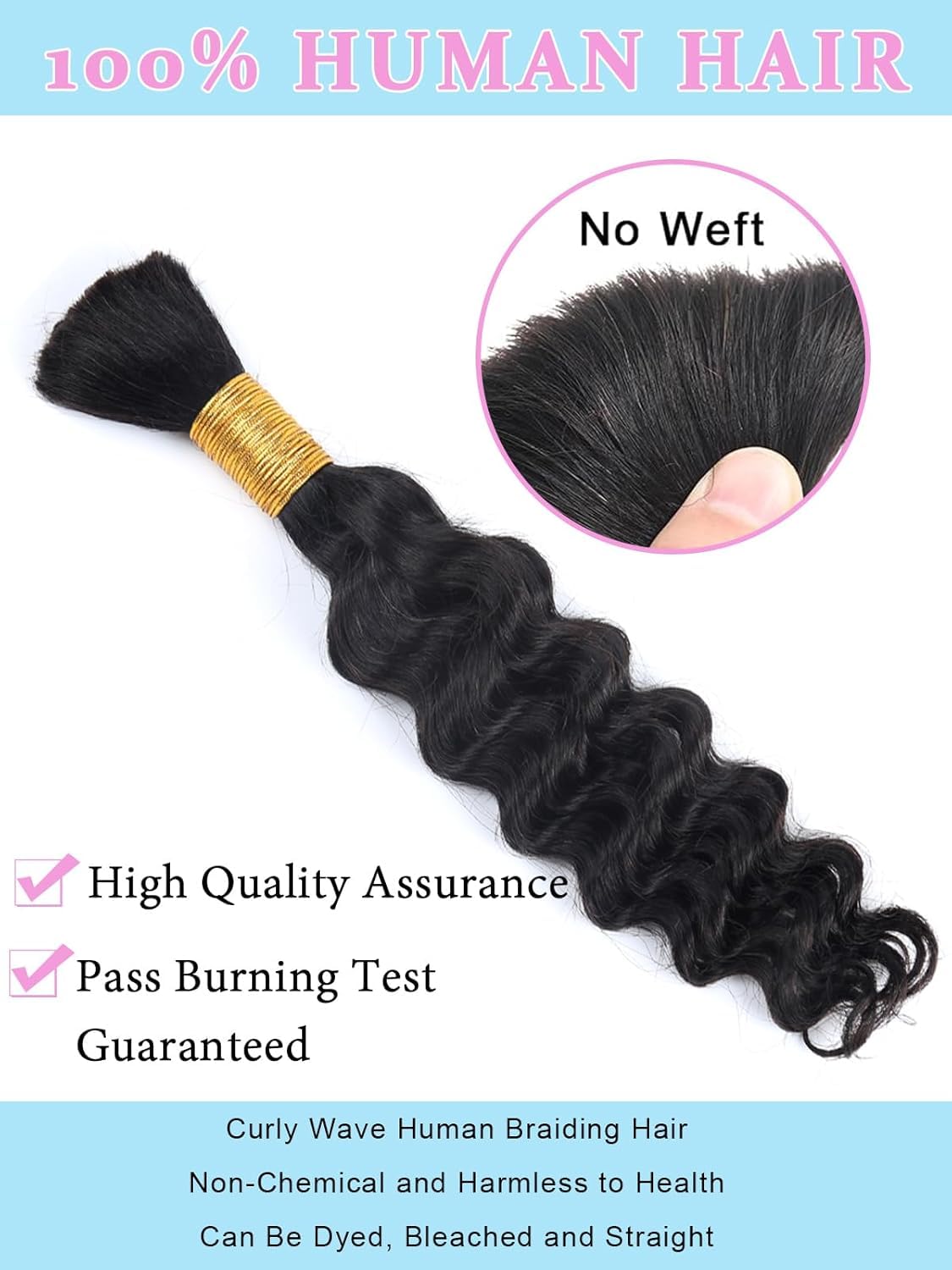 Menschliches Flechthaar Für Boho Zöpfe Echthaar 50g 22 Zoll 55cm Lockiges Boho Haar Zum Flechten Knotenlos 12A Tiefe Welle Bulk Bohemian 1 Bündel/Packung Keine Schussbündel Natürliche Farbe