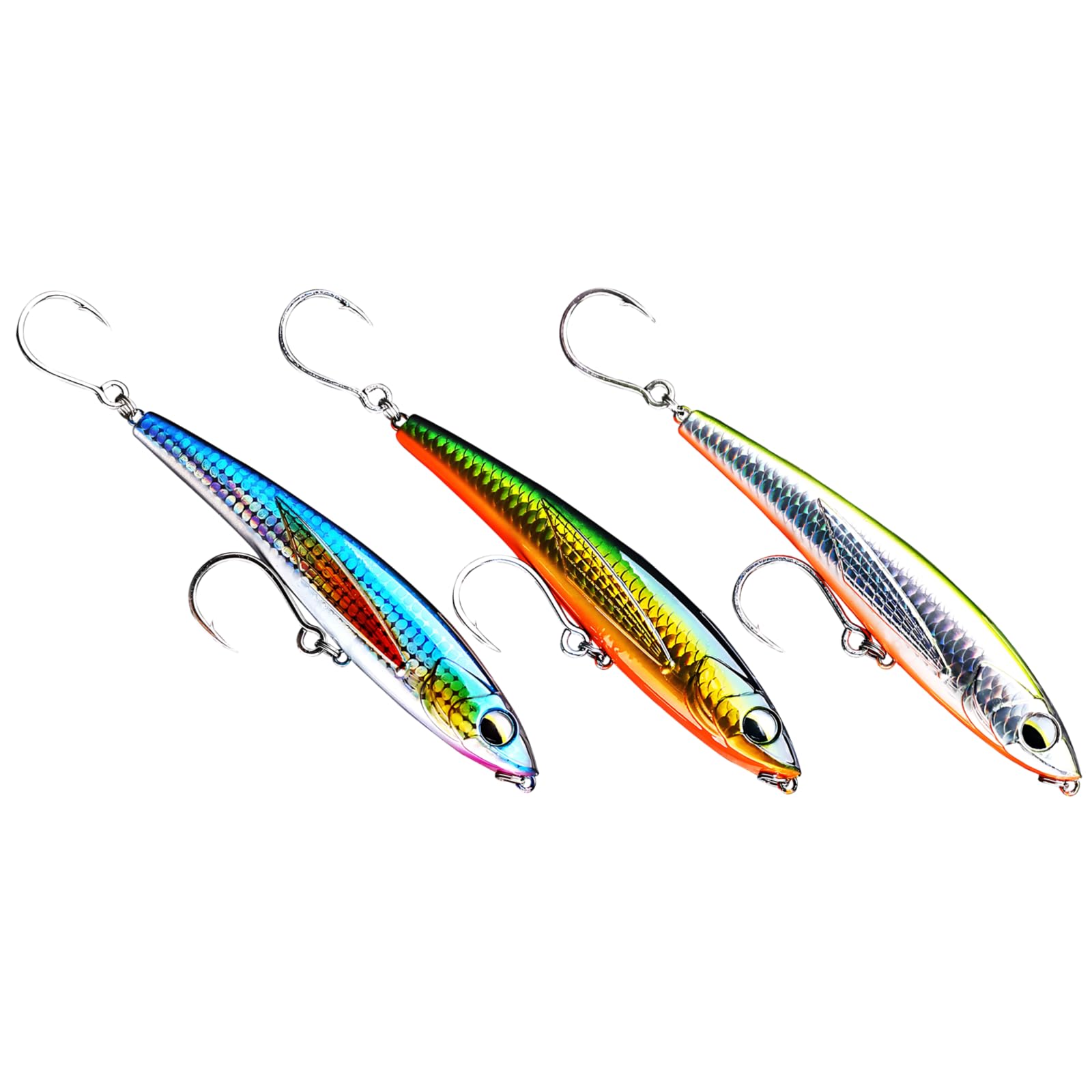 3 STK. Long Cast Pencil Köder, 12 cm, 50 g Meerwasser-Angelköder, realistische künstliche Ködersimulation, Harter Metallkörper, für Ozean-, Boots- und Küstenangeln, mit sauberem Lauf
