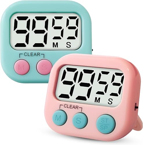 Miniatura 9 de Temporizador digital de 24 piezas para niños, temporizador de cocina magnético de cuenta regresiva, temporizadores de alarma fuertes mejorados para