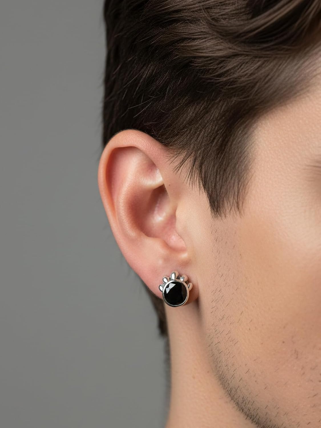 Black Moissanite Skull Cross Earrings for Men Women, D1.00ct Dark Black Moissanite Claw Earrings, Solid 925 Sterling Silver Rhodium Finish Hypoallergenic, Halloween Gothic Jewelry