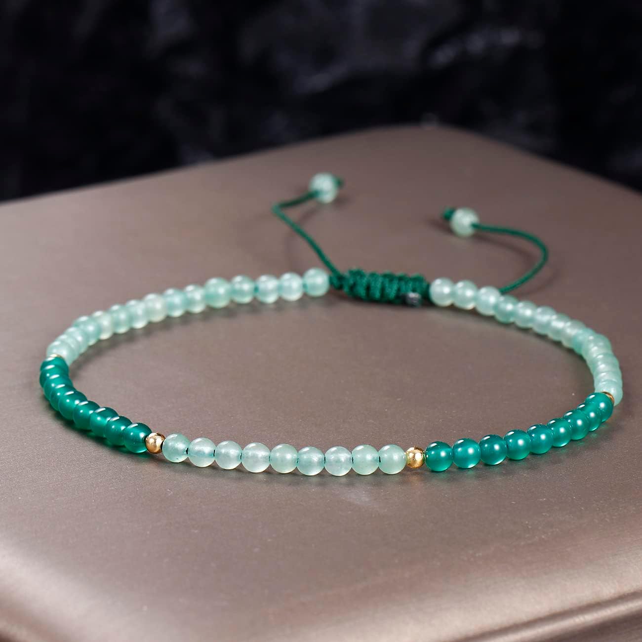 Green Agate/Aventurine Beaded Anklet Summer Beach Foot Jewelry Crystals and Gemstones Reiki Ankle Bracelets for Women Good Luck Wealth - Image 3