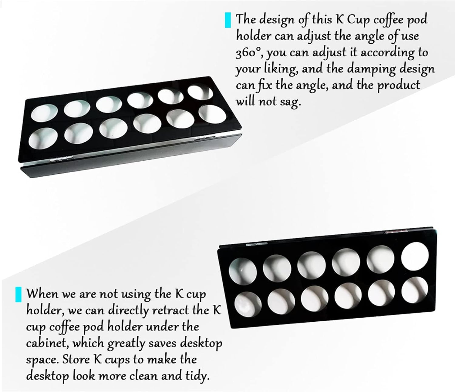 Wall Mounted Coffee Pod Organizer, Space Saving Under Cabinet Holder for K Cups, Sleek Black Design