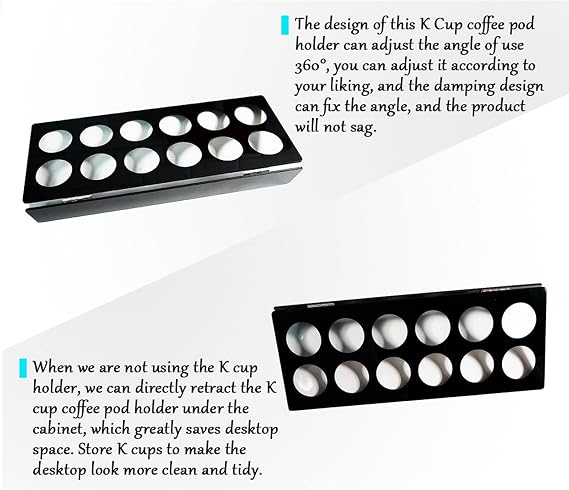 Wall Mounted Coffee Pod Organizer, Space Saving Under Cabinet Holder for K Cups, Sleek Black Design