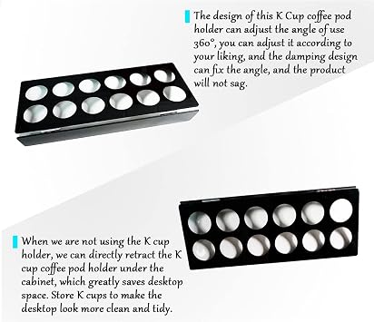 Wall Mounted Coffee Pod Organizer, Space Saving Under Cabinet Holder for K Cups, Sleek Black Design