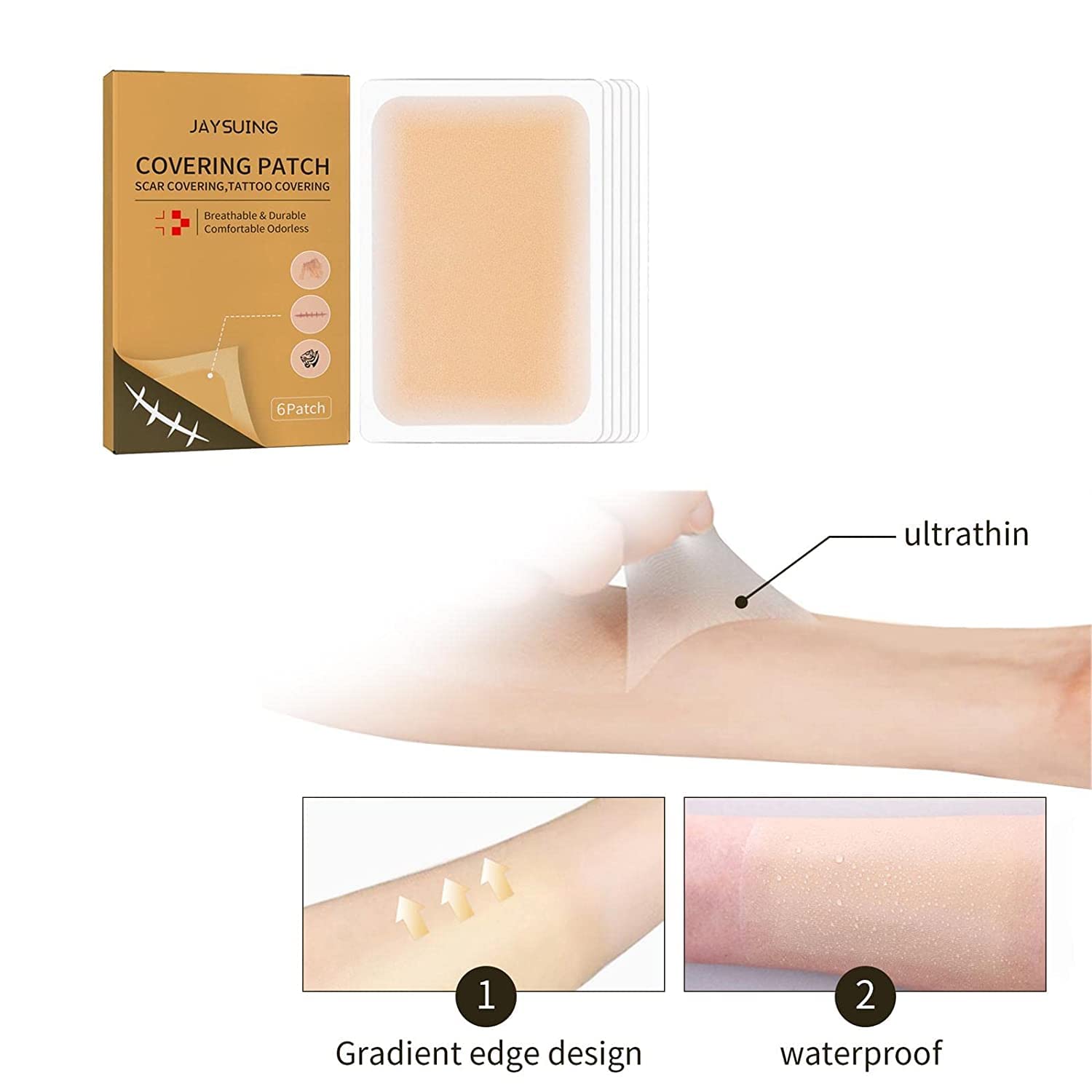 RADIONICS 6X Tattoo Cover Up Sticker | Breathable & Waterproof Skin Concealing Tape for Tattoos, Scars & Stretch Marks | Invisible, Long-Lasting Coverage for Body & Face 2