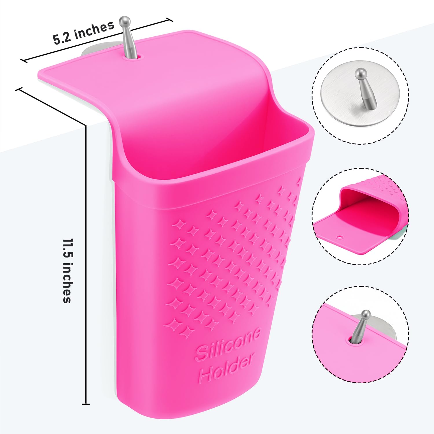 Alfombrilla y bolsa de silicona resistente al calor, plancha de pelo portátil de viaje y soporte para herramientas de peinado del cabello. 1 paquete (rosa intenso) 2