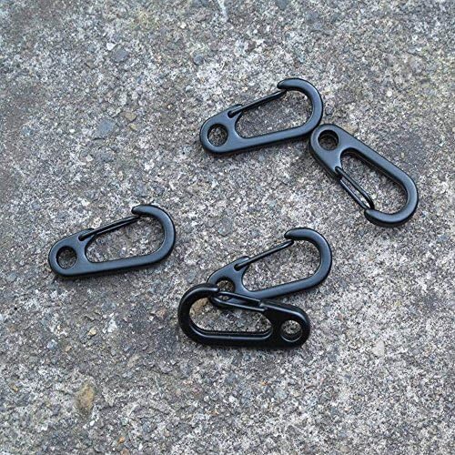 Mini Hanging Buckle, Uning Pack of 20Pcs Metal Spring Backpack Clasps Carabiners Hook EDC Keychain Fishing Camping Bottle Hooks Paracord Tactical Survival Gear (Black) - Image 7