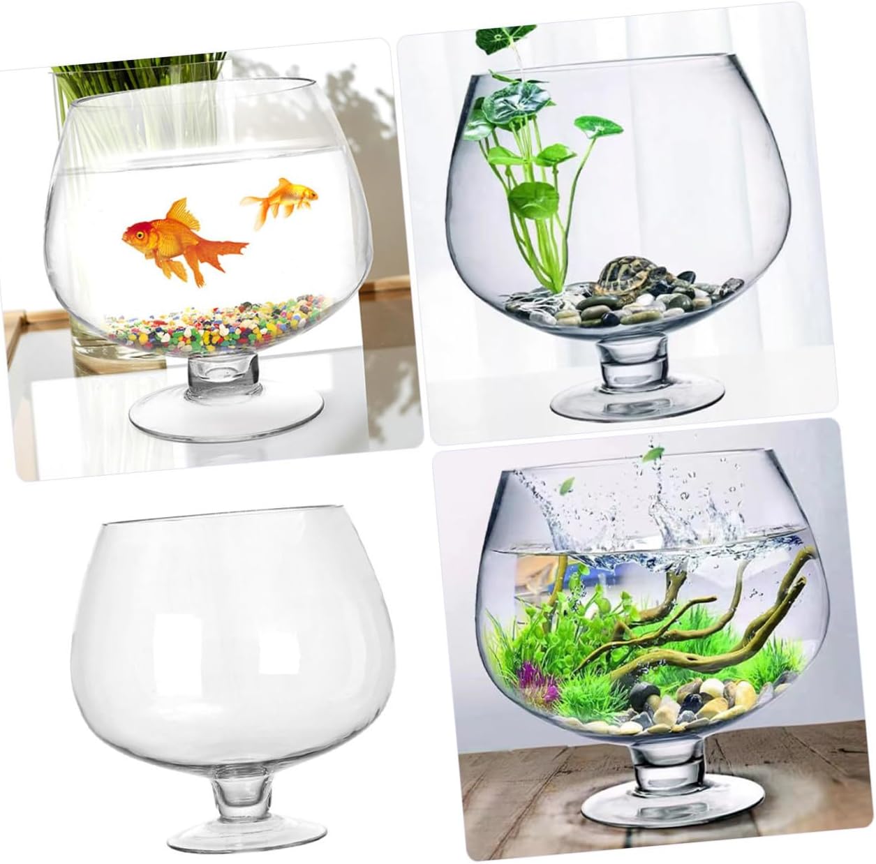 Toddmomy Glass Fish Bowl Aquarium Small Desktop Fish Tank Vase 5000ml Glass Eco Betta Tank for Office and Home Decor