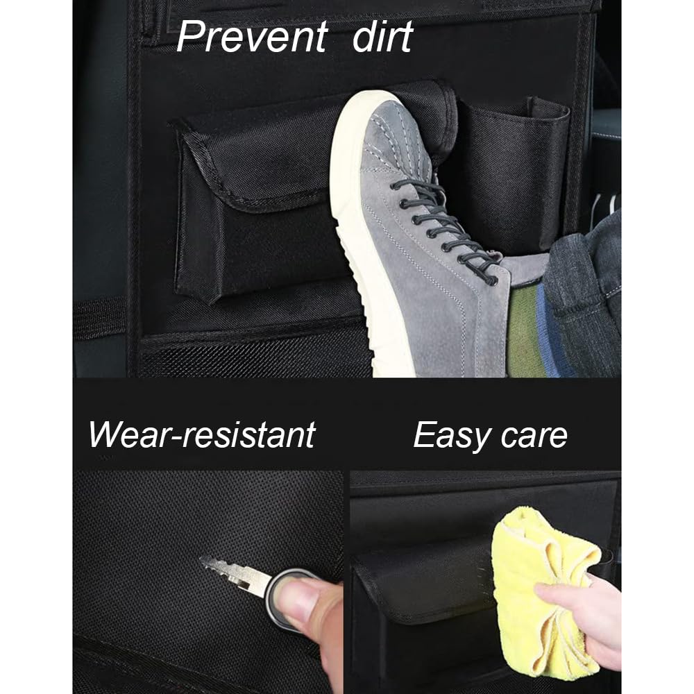 2Pezzi Organizer Auto per Buick Excelle GX/Excelle HRV/Excelle XT, Anti Kick Mat Sedili, Auto Organizzatore Impermeabile, con Multi Tasca e Tavolino Pieghevole,B-BlackRed
