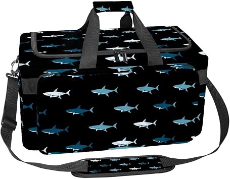 Foldable Travel Duffel Bags for Men and Women, Waterproof Weekender Overnight Gym Bags, Sharks