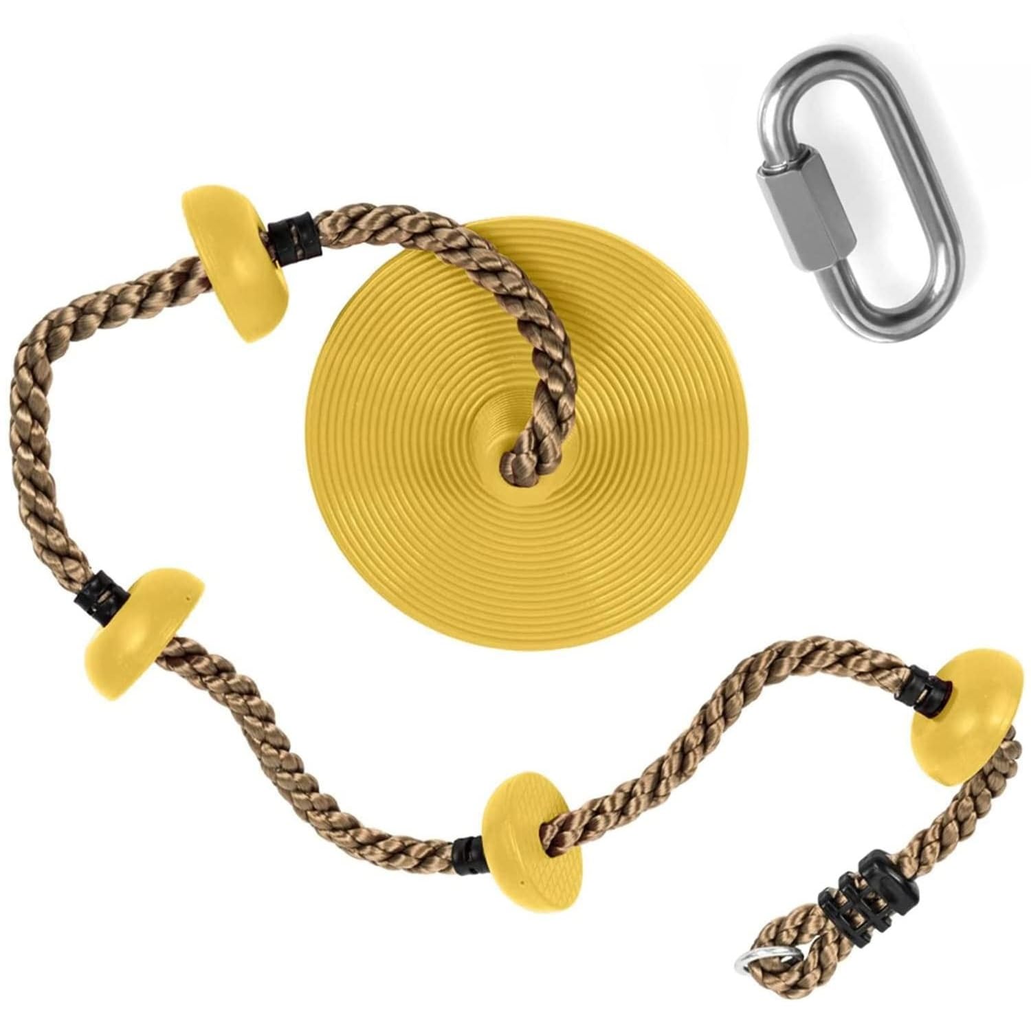 CHARMING TREASURES Platforms Disc Tree Swing Seat and Climbing Knot Rope with Carabiner Hook for Kids Outdoor Playground Set (Yellow with Disc) (B0CWTYQLX4) Amazon Price History, Amazon Price Tracker
