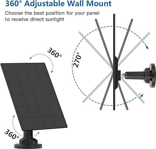 Miniatura 6 de Paneles solares para cámara de seguridad inalámbrica para exteriores, panel solar impermeable compatible con batería recargable de 3 V CC, cable de