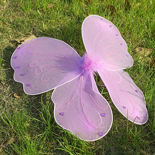 Fanwnki 4Pcs Girls Fairy Wings Angel Butterfly Dragonfly Costume Accessories For Kids Birthday Party #TOP2