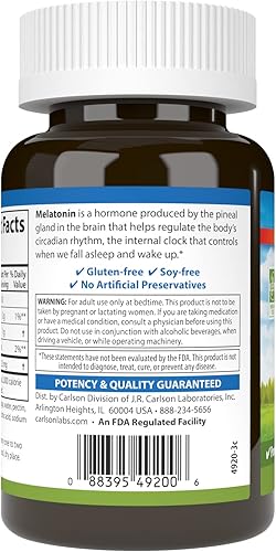 Miniatura 7 de Carlson - Gomitas de melatonina, 2.5 mg, sueño saludable, promueve la relajación, sabor natural a fresa, 60 gomitas