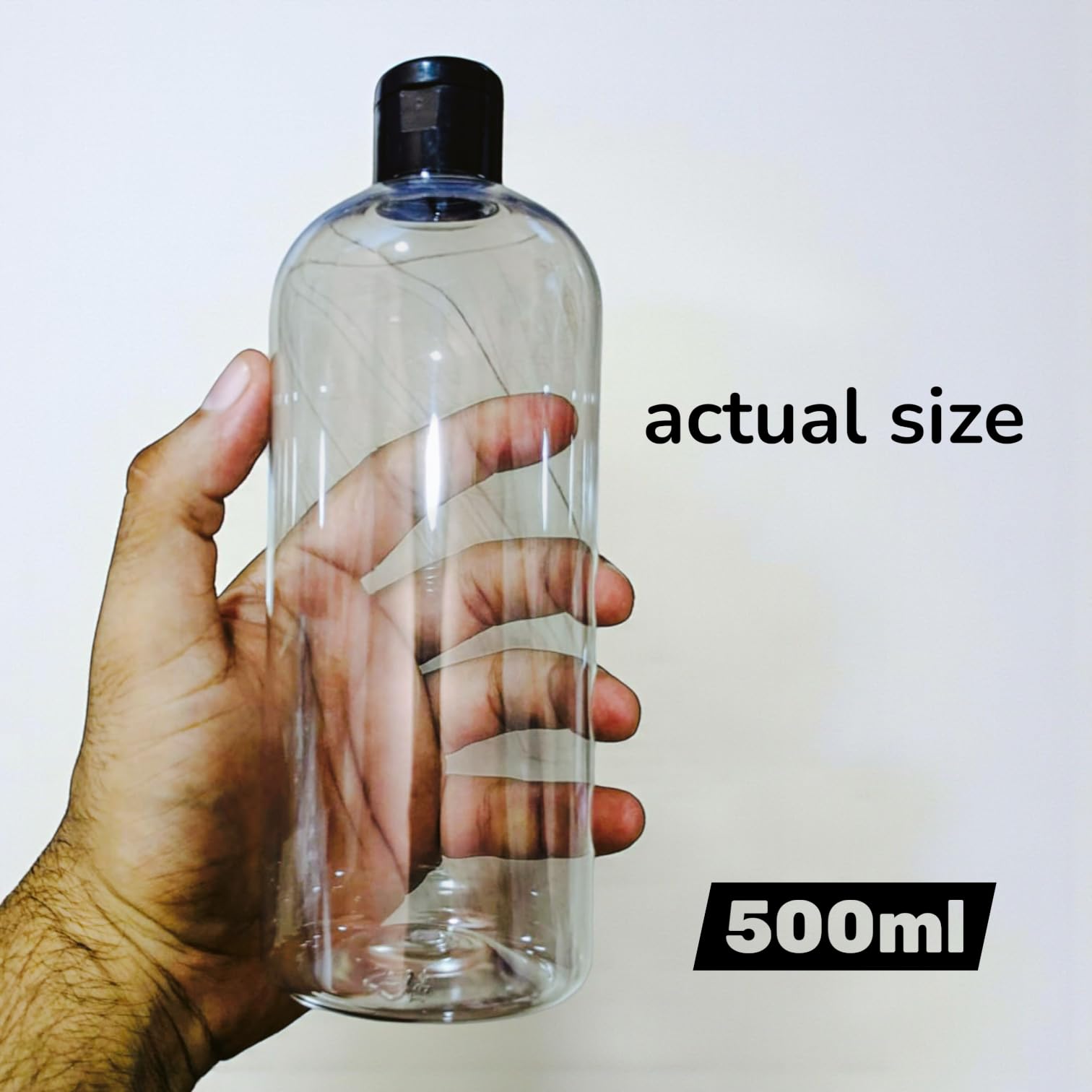 Thinqkart selecty 500ml Empty Clear Round Fliptop Plastic Bottles Refillable Travel Size Cosmetic Travelling Containers Leak Proof Squeeze Bottles for Toiletries,Shampoo (2) - Image 5 thumbnail