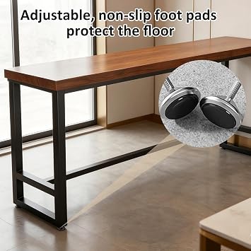 Industrial Rectangular Counter Height Table Farmhouse Bar Height Tables Narrow bar counters with Guardrail Extra Long Bars Height Table,Bgrey Oak,L110W12H41