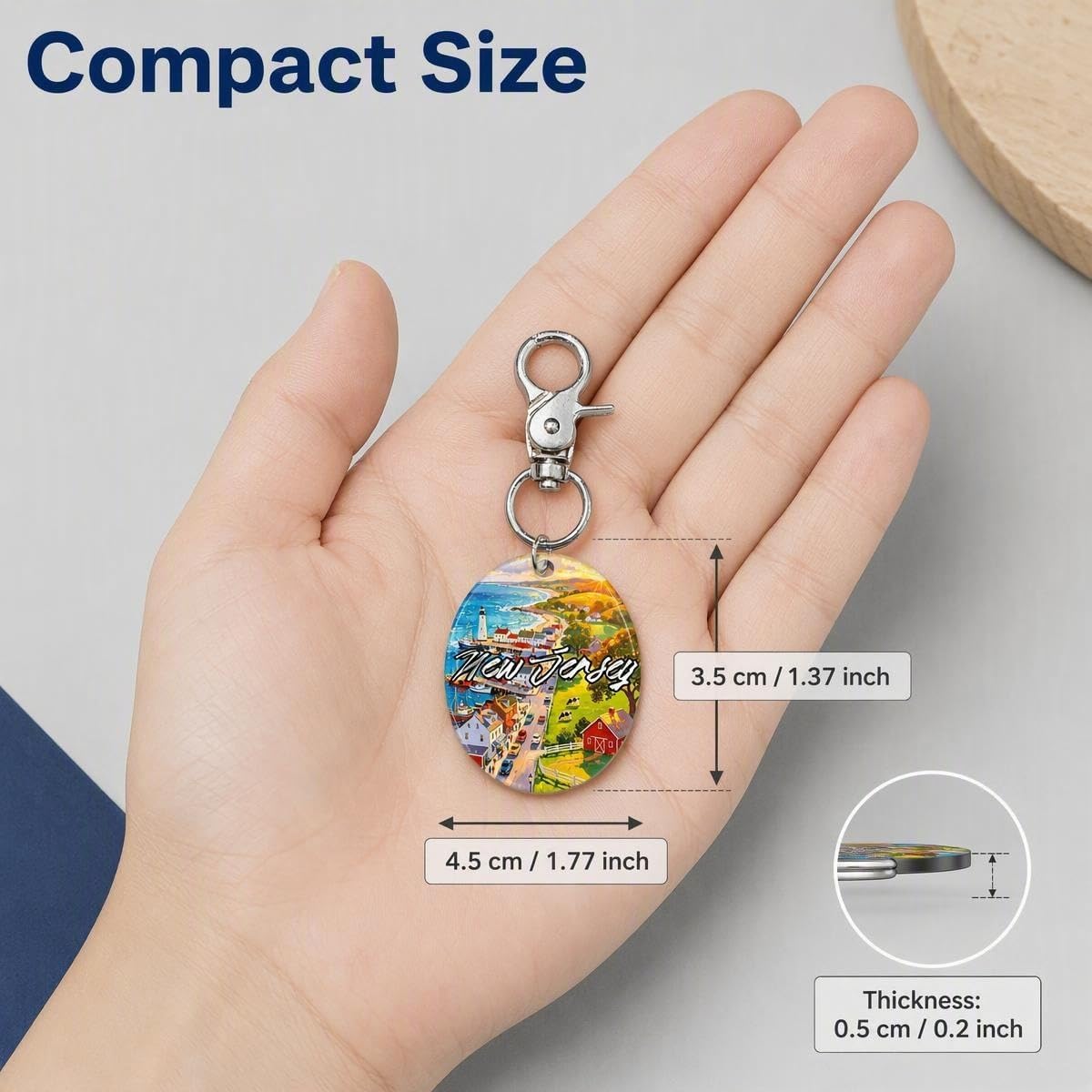 New Jersey Souvenir Keychain with Vintage Scenic Print image 2